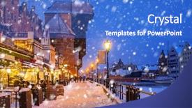  Presentation with falling snow - Amazing presentation theme having historical ships - historic crane in the old backdrop and a cobalt blue colored foreground