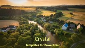  Presentation with illuminated - Presentation design with historical-siedlecin-town-illuminated background and a tawny brown colored foreground