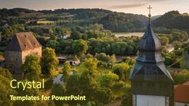  Presentation with illuminated - PPT layouts with historical-siedlecin-town-illuminated background and a tawny brown colored foreground