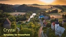  Presentation with illuminated - PPT theme featuring historical-siedlecin-town-illuminated background and a tawny brown colored foreground