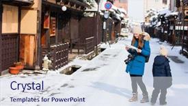  Presentation with electrical vehicles family - Colorful theme enhanced with historical takayama town in japan backdrop and a  colored foreground