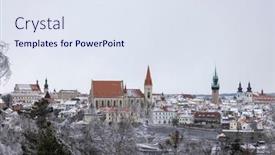  Presentation with czech republic - Presentation theme consisting of historical-town-znojmo-southhern-moravia background and a sky blue colored foreground