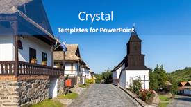  Presentation with hungary - Colorful PPT layouts enhanced with historical-village-center-of-holloko backdrop and a teal colored foreground