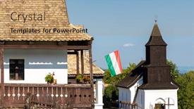  Presentation with hungary - Theme enhanced with historical-village-center-of-holloko background and a coral colored foreground