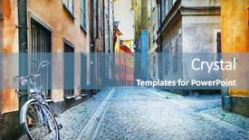  Presentation with old - PPT layouts with historical wallpainting - authentic narrow streets of old background and a teal colored foreground