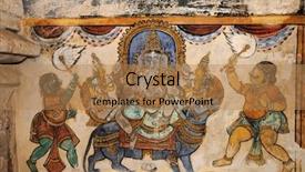  Presentation with temple - PPT theme featuring historical wallpainting - beautiful and colorful fresco paintings background and a coral colored foreground