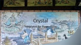  Presentation with china - Beautiful presentation design featuring historical wallpainting - wall paintings qingyang gong taoist backdrop and a light blue colored foreground