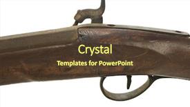  Presentation with firearm - Presentation theme enhanced with historical war - antique muzzle loading firearm isolated background and a tawny brown colored foreground