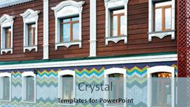  Presentation with russian historical - Slide set featuring historical-wooden-house-in-irkutsk background and a light blue colored foreground