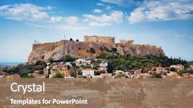  Presentation with skyline - PPT layouts enhanced with history - athens skyline rooftop view greece background and a coral colored foreground