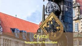  Presentation with square - Beautiful presentation design featuring history - bremen roland statue backdrop and a tawny brown colored foreground