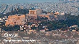  Presentation with cityscape - Slide deck featuring history - cityscape of athens in early background and a gray colored foreground
