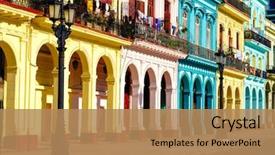  Presentation with old buildings - Amazing slide deck having history - colorful colonial buildings in old backdrop and a coral colored foreground