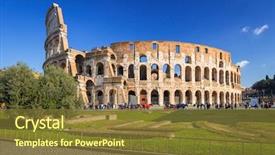  Presentation with rome italy - Beautiful slide deck featuring history - colosseum in rome at sunny backdrop and a tawny brown colored foreground