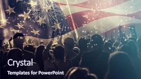  Presentation with independence day - Colorful slide set enhanced with history - crowd of people celebrating independence backdrop and a wine colored foreground