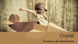  Presentation with cardboard - PPT layouts enhanced with history - cute dreamer boy playing background and a coral colored foreground