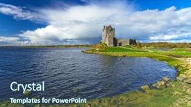  Presentation with ireland - Slides having history - dunguaire castle in co galway background and a ocean colored foreground
