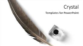  Presentation with feather pen - Colorful PPT theme enhanced with history - feather pen and inkwell isolated backdrop and a white colored foreground