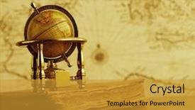  Presentation with map vintage - Presentation design with history - globe and vintage book background and a gold colored foreground