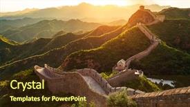  Presentation with sunshine - Slide set having history - great wall under sunshine background and a tawny brown colored foreground