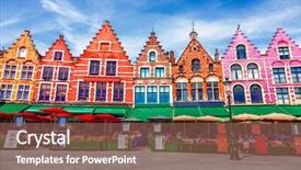  Presentation with square - PPT theme with history - grote markt square in brugge background and a tawny brown colored foreground