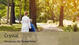  Presentation with elderly - Cool new slides with history - hospice nurse helping elderly man backdrop and a coral colored foreground
