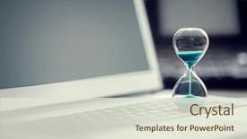  Presentation with time management - Slide deck featuring history - hourglass on laptop computer concept background and a sky blue colored foreground