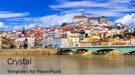 Presentation with history - Slide set consisting of history - landmarks of portugal - beautiful background and a coral colored foreground