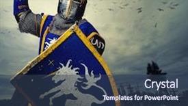  Presentation with hill - PPT layouts enhanced with history - medieval knight against hill full background and a ocean colored foreground