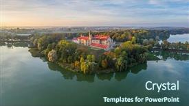  Presentation with aerial - Theme enhanced with history - niasvizh castle belarus aerial photo background and a ocean colored foreground