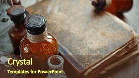  Presentation with history book - Amazing slides having history - old book with glass bottles backdrop and a tawny brown colored foreground