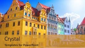  Presentation with old guns - Slides having history - old town of meissen germany background and a gold colored foreground