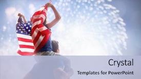  Presentation with 4th july - Colorful presentation theme enhanced with history - patriotic holiday child sitting backdrop and a light blue colored foreground