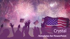  Presentation with patriotic usa - PPT theme featuring history - patriotic holiday silhouettes of people background and a violet colored foreground
