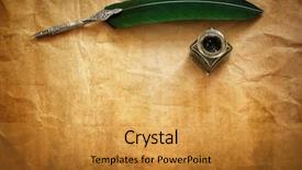  Presentation with pen ink paper - Beautiful presentation design featuring history - quill pen and ink well backdrop and a gold colored foreground
