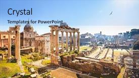  Presentation with rome - Beautiful presentation theme featuring history - roman ruins in rome italy backdrop and a light blue colored foreground