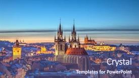  Presentation with prague - Amazing slide set having history - rooftop view over historical center backdrop and a ocean colored foreground