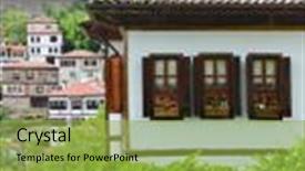  Presentation with old style - Colorful PPT theme enhanced with safranbolu old ottoman style houses backdrop and a yellow colored foreground