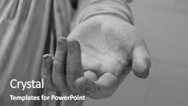  Presentation with stone - Audience pleasing slides consisting of history - stone statue detail of human backdrop and a gray colored foreground