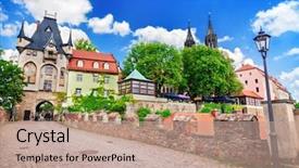  Presentation with history - Presentation theme enhanced with history - street of meissen germany background and a coral colored foreground