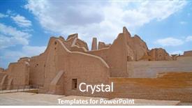  Presentation with riyadh - Presentation design having history - streets of the old city background and a coral colored foreground