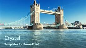  Presentation with london - Presentation theme with history - tower bridge in london uk background and a ocean colored foreground