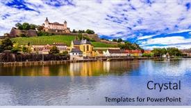  Presentation with german - Slide set having travel and landmraks of germany background and a light blue colored foreground