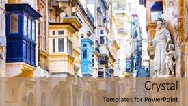  Presentation with malta - Cool new PPT theme with history - typical narrow streets with colorful backdrop and a coral colored foreground