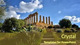  Presentation with archaeological - Presentation featuring history - valley of the temples is background and a tawny brown colored foreground