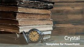  Presentation with desk - Presentation theme with history - vintage books and pocket watch background and a violet colored foreground