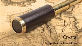  Presentation with telescope - Presentation design featuring history - vintage brass telescope on antique background and a coral colored foreground