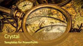  Presentation with vintage compass - Colorful presentation design enhanced with history - vintage magnifying glass compass telescope backdrop and a tawny brown colored foreground