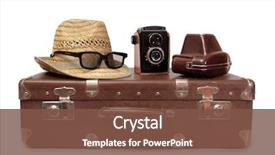  Presentation with suitcase - Beautiful slide deck featuring history - vintage suitcase and old camera backdrop and a tawny brown colored foreground