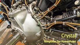  Presentation with aircraft engine - Amazing PPT theme having old aircraft engine backdrop and a tawny brown colored foreground